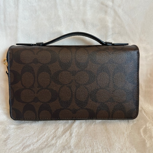 NWT! Coach F23552 Double Zip Travel Wallet In Signature Canvas Card Phone Pouch - Picture 5 of 11